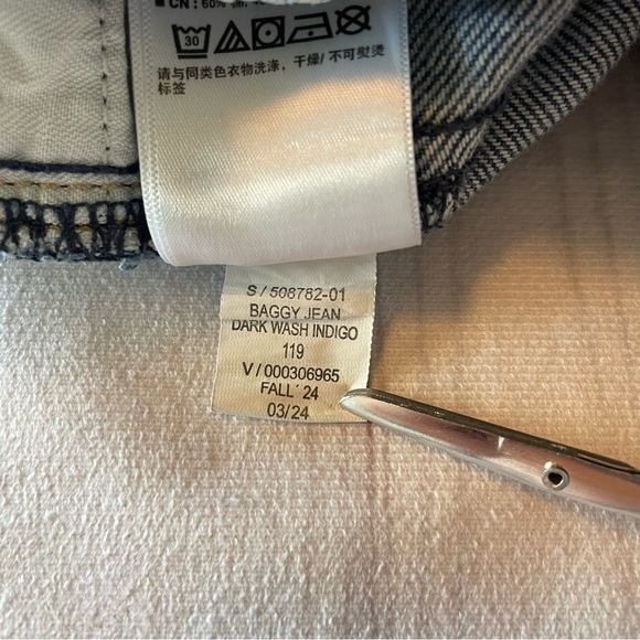 Gap Baggy Jeans Toddler Girls 4 Blue Dark Wash Denim Pull on Drawstring Wide Leg - Picture 15 of 15